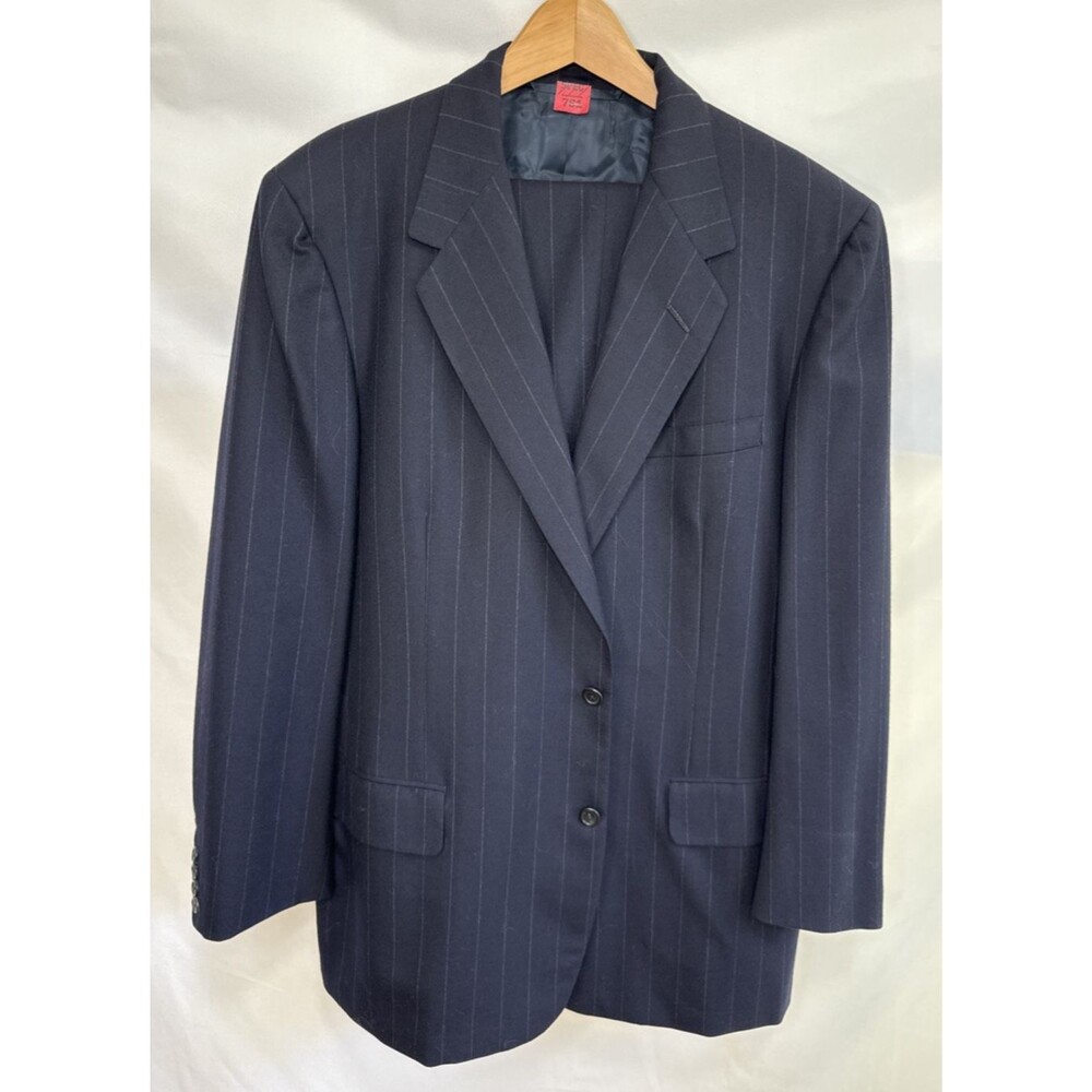 VTG Oxxford Clothes Rare Wool Navy Pinstripes  Suit Jacket 44 Tall Pants 38